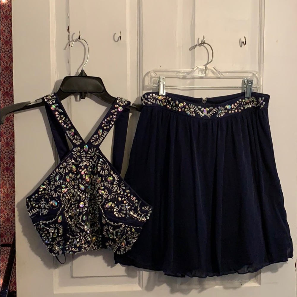 blue two-piece homecoming dress